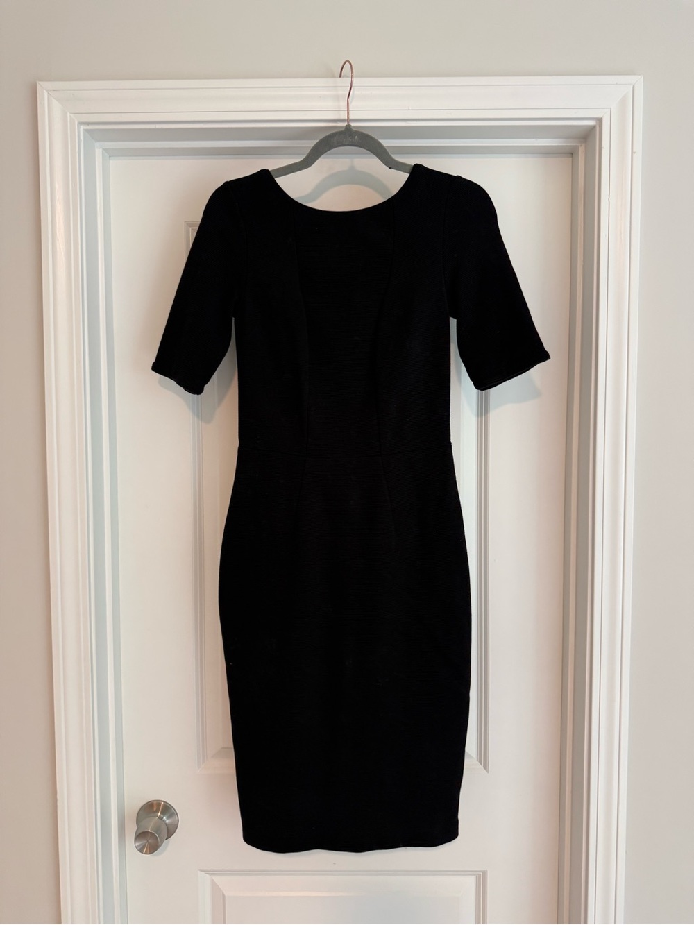 Boden Black Short-Sleeve Midi Sheath Dress